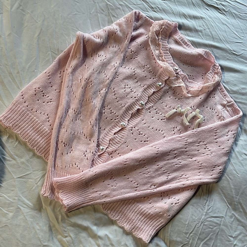 pink heart knit top